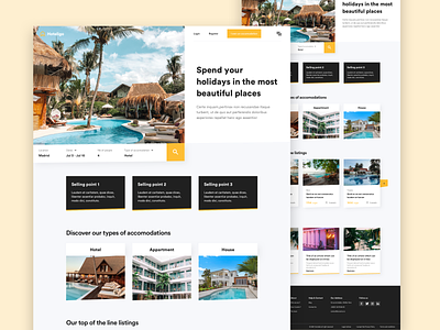 Hotel Marketplace Template accomodation app appartment colorful design hotel house interface listing location locations marketplace rend renting sketch sun ui ux web webdesign