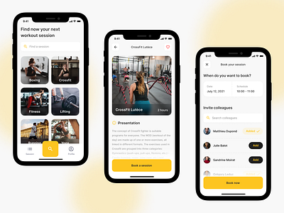 Enterprise Sport App app application branding colleague colorful design figma interface ios iphone mobile session sport ui ux