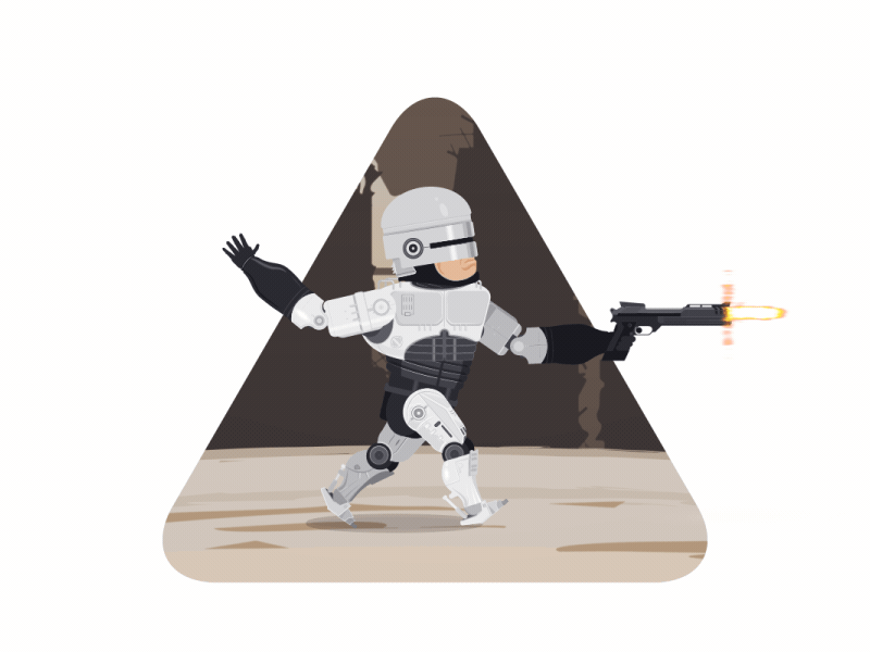 Robocop 2d after effects character animation gif illustrator loop robocop walk cycle