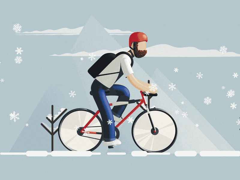 Bike Cycle after effects animation autumn bicycle bike c4d cinema 4d fall gif illustration loop rain weather winter