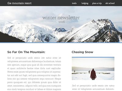 Newsletter Layout digital newsletter mountain newsletter newsletter layout ski resort skiing winter
