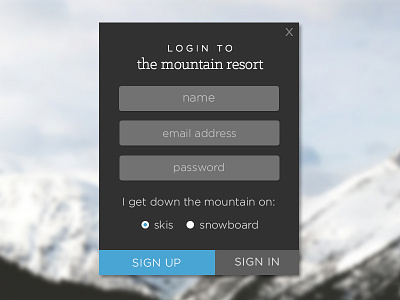 Daily UI Challenge #001 | Sign Up 100 day challenge daily ui daily ui challenge dailyui digital form form field mountain sign in sign up ui 100
