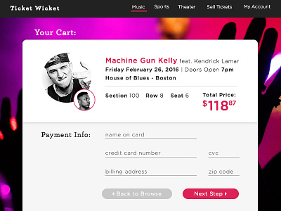 Daily UI #002 | Credit Card Checkout cardcredit card checkout checkout concert digital kendrick lamar mgk online store ui web design