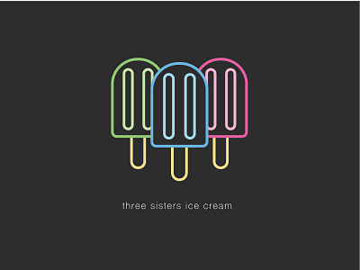 Three Sisters Ice Cream Logo branding ice cream line art logo popsicle summer