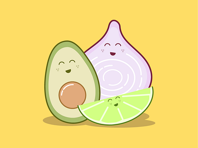 Guac Fam avocado guac guacamole icon icons illustration lime onion smiles