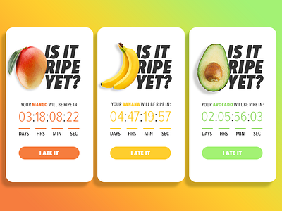 Daily UI 014 – Mobile Version app avocado banana countdown timer daily ui 014 mango ui ux websitie