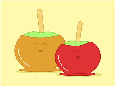 Caramel & Candy Apples apples autumn candy apple caramel apple fall food foods with faces icon illustration