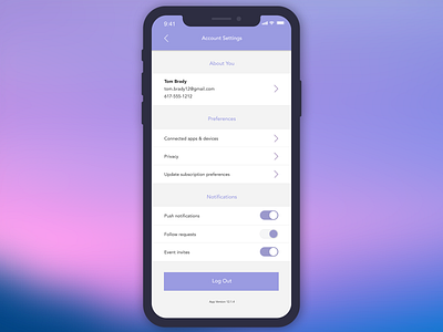 Daily UI #007 app daily ui daily ui challenge gradient iphone 10 iphone x mobile mobile design settings ui ux