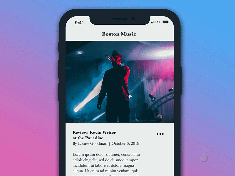Daily UI #010 010 animation article challenge daily ui iphone x minimal mobile music app ui
