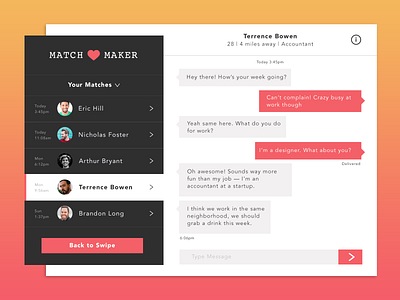 Daily UI #013 | Direct Messaging 013 app challenge daily ui dating app direct messaging flat match maker message app messaging minimal ui
