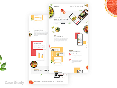 NutraCheck - Redesign Case Study app clean design fitness healthy healthyfood landing page meals mobile nutracheck redesign sketchapp ui ux website