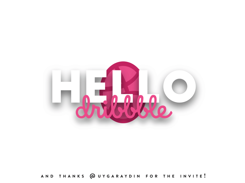Hi Dribbble! animation debut design first shot gif hello invite play player type vector white