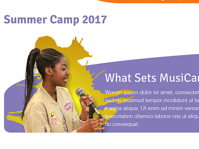 MusiCan Summer Camp Header Design fundraising nonprofit web design