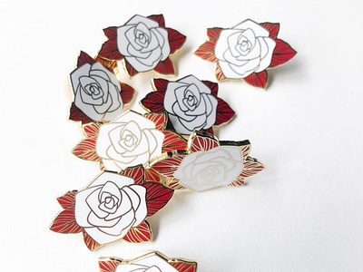White Rose Hard Enamel Pin enamel pin illustration illustrator pin design product design rose vector