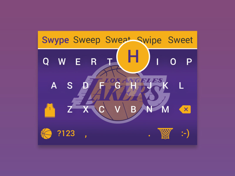 Lakers | Mobile Keyboard Skin hover state google keyboard swype nba la lakers keyboard mobile ui ui