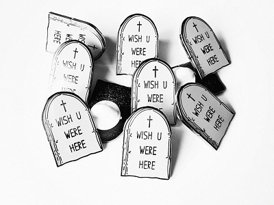 Wish U Were Here Pin emo enamel pin enamel pins goth illustration product design product designs tombstone