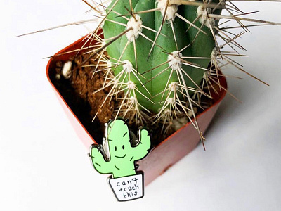 Cactus Can't Touch This Enamel Pin cactus design enamel pin funny illustration illustrator mc hammer pin design product design vector