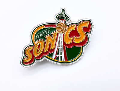 Seattle Super Sonics Pin branding design enamel pin illustration illustrator lapel pin nba pin pin design product design seattle sonics