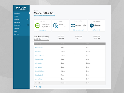 Corporate Account Detail dashboard detail responsive