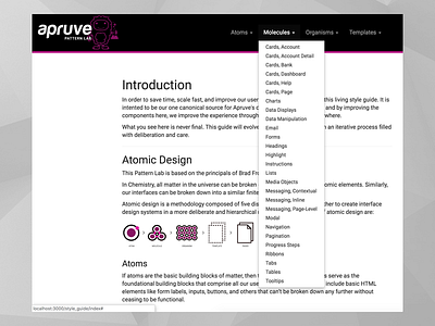 Apruve Pattern Lab atomic design responsive style guide