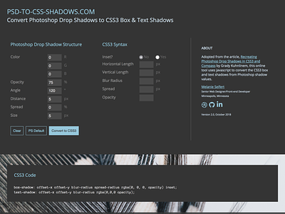 PSD-to-CSS Shadows Web Tool responsive scss