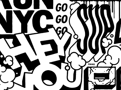 HEY YOU burner graffiti lettering new york street type supreme tags typography