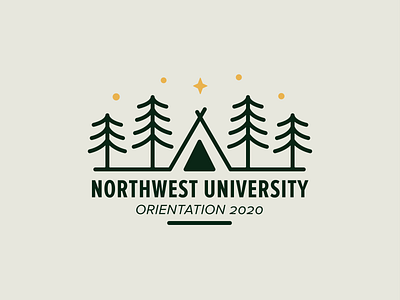 NU Orientation Logo Concept green logo monoline northwest star tents trees university