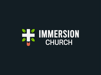 Rejected Concept for Immersion Church branding christian church church branding church design church logo cross green immersion leaves religion tulip