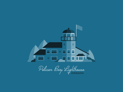 Pelican Bay Lighthouse blue coast flat design flat illustration illustration lighthouse lighthouse logo oregon oregoncoast pnw