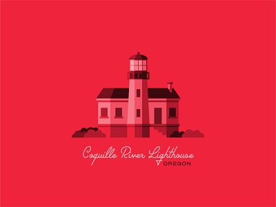 Coquille River Lighthouse coast coastal flat illustration flatdesign lighthouse lighthouse logo oregon pnw red