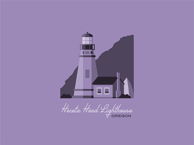 Heceta Head Lighthouse coast flat illustration flatdesign lavender lighthouse lighthouse logo oregon oregon coast pnw purple