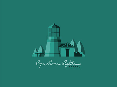 Cape Meares Lighthouse coast coastal flat flat design flat illustration green lighthouse lighthouse logo oregon oregon coast pnw