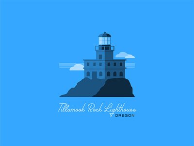 Tillamook Rock Lighthouse blue coast coastal flat design flat illustration lighthouse ocean oregon pnw rock sea tillamook