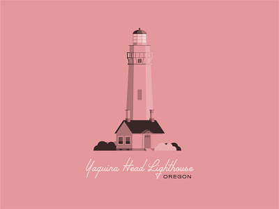 Yaquina Head Lighthouse coast coastal design flat design flat illustration illustration lighthouse northwest oregon oregon coast pink pnw yaquina