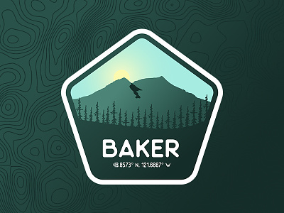 Mt. Baker Washington Badge badge baker gradient green logo mountain mountains northwest pnw topography washington