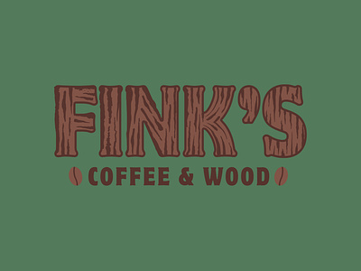 Fink's Coffee and Wood badge busy port coffee green illustrator logo wood wood grain