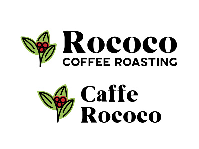Rococo Coffee Rebrand cafe coffee coffee shop floral green red roasting sanserif serif