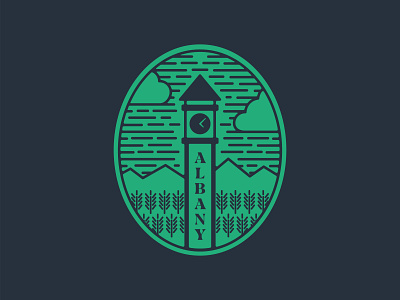 Albany, Oregon Dribbble Warm Up albany city clock clouds dribbble grass hometown mountains oregon warmup