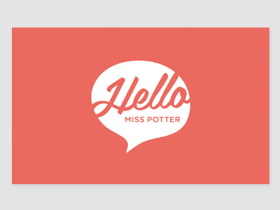 Hello Miss Potter Biz Card & Logo Concept biz business card designer graphic logo peach script typographer white