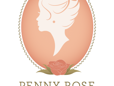 Penny Rose Logo Sneak Peek cameo face girl gold logo peach rose silhouette