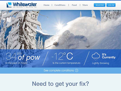 WhiteWater Ski Resort Redesign blue design graphic photoshop skiing snow web