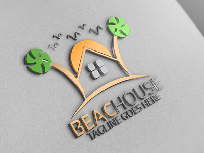 Beach House Logo beach beach house blue clean estate fresh guest guest house home hotel house mortgage motel nature ocean property real estate real state realtor sea