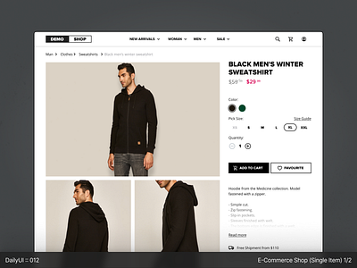 DailyUI :: 012 - E-Commence, Single Item  (1/2)