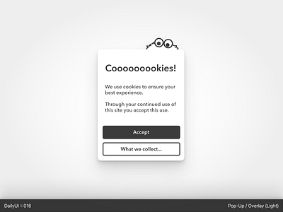 DailyUI :: 016 - Pop-Up / Overlay (Light) app character clean clear concept cookie dailyuichallenge design figma fun light minimal pop up ui uiux