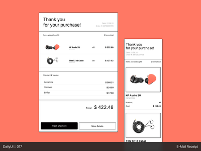 DailyUI :: 017 - E-Mail Receipt 2d app clear concept dailyuichallenge design desktop figma mail minimal mobile