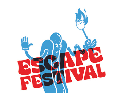 Escape Festival blue graphic design hot dog logo red