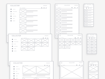 Collector Wireframes grid illustrator ux vector wireframe
