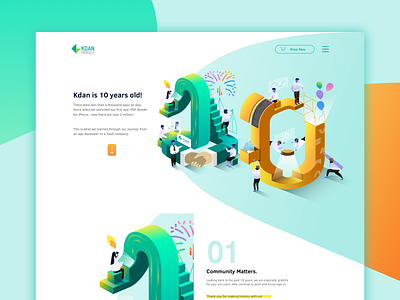 Kdan 10 - The landing page for the anniversary anniversary compony flat illustration landingpage mascot number stereoscopic website