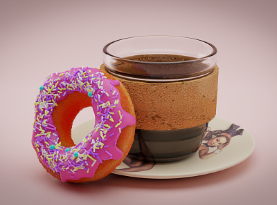 Hello World 3d artist blender coffee cup design doughnuts experimental first design graphic design personal product design render