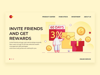 Invite friends to get rewards financial illustration reward ui web